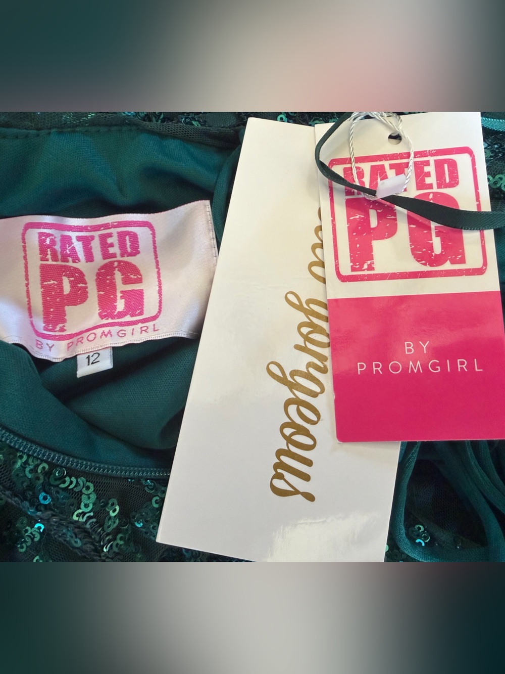 Rated PG by PromGirl Emerald Green Sequin Spaghetti Strap Dress - Picture 5 of 6